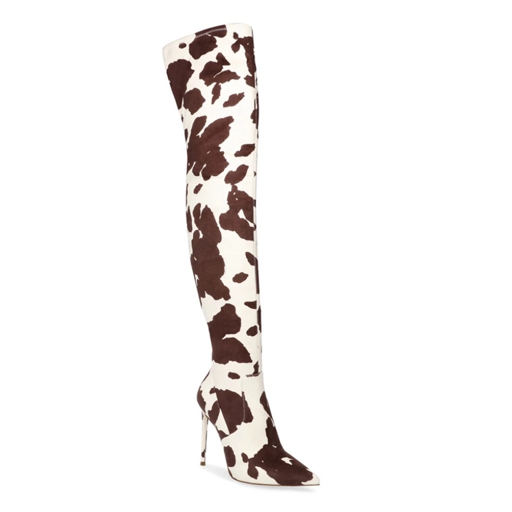Steve Madden VAVA Cow print thigh-high boots